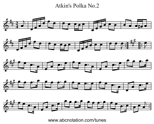 Atkin's Polka No.2 - staff notation
