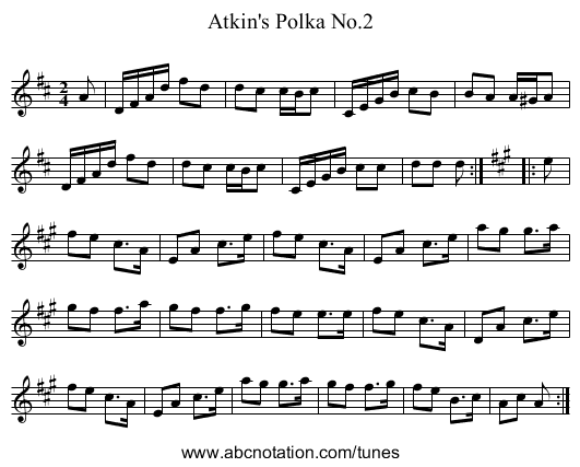 Atkin's Polka No.2 - staff notation