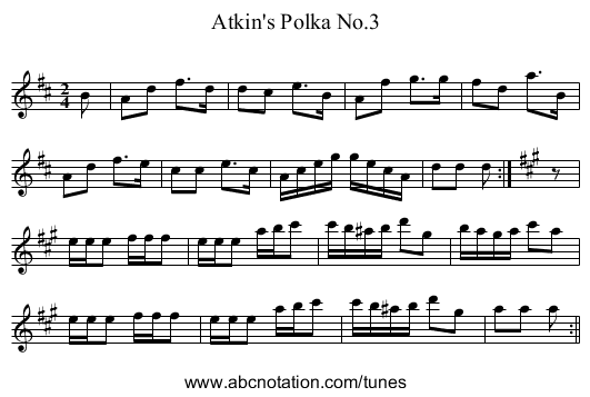 Atkin's Polka No.3 - staff notation