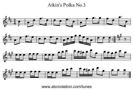 Atkin's Polka No.3 - staff notation