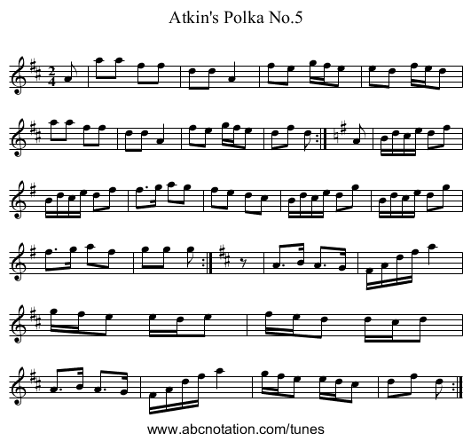Atkin's Polka No.5 - staff notation