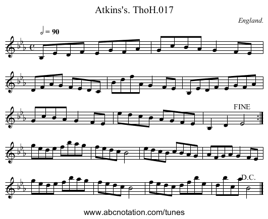Atkins's. ThoH.017 - staff notation