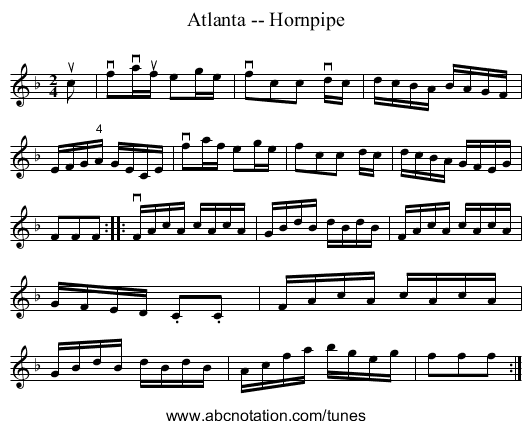 Atlanta -- Hornpipe - staff notation