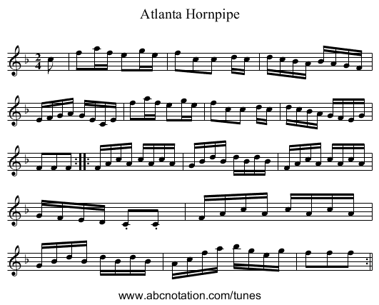 Atlanta Hornpipe - staff notation