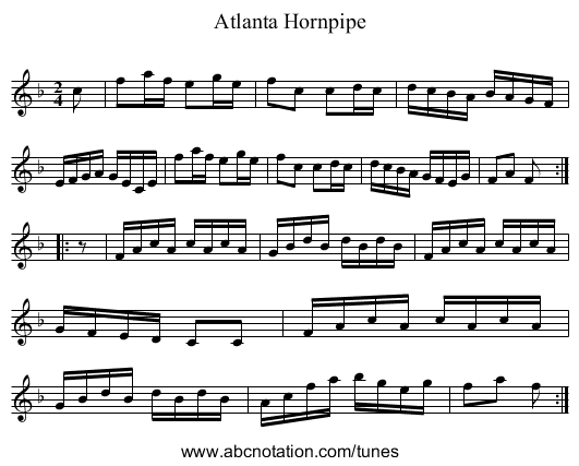 Atlanta Hornpipe - staff notation