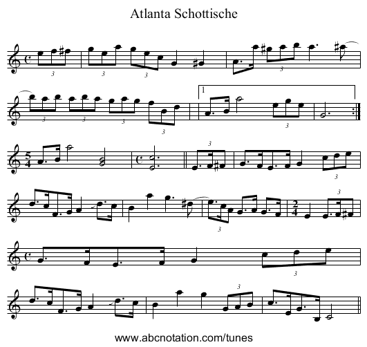 Atlanta Schottische - staff notation