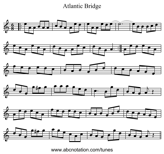 Atlantic Bridge - staff notation