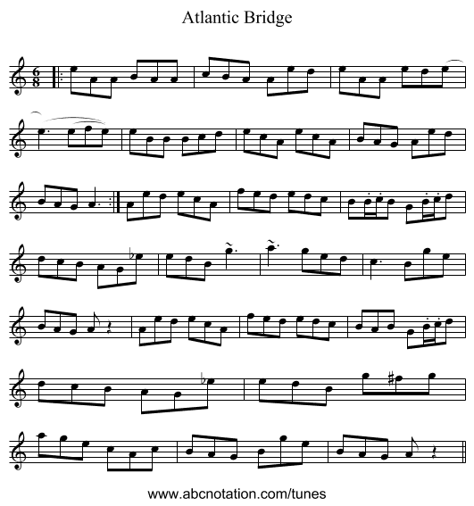 Atlantic Bridge - staff notation