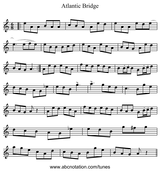 Atlantic Bridge - staff notation