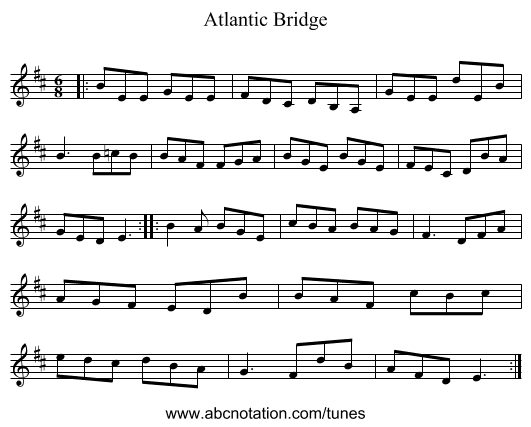 Atlantic Bridge - staff notation