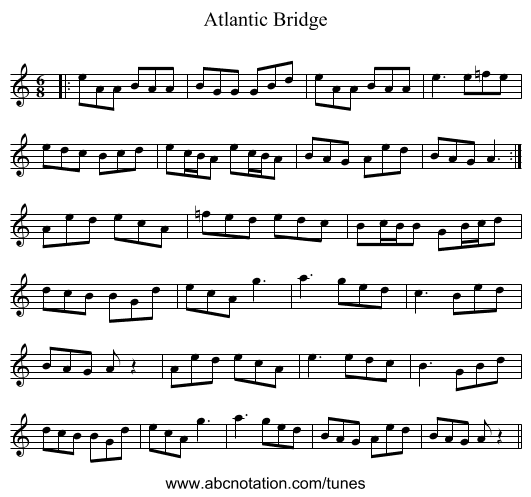 Atlantic Bridge - staff notation