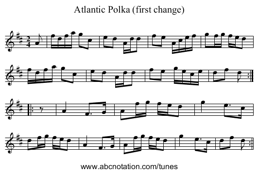 Atlantic Polka (first change) - staff notation