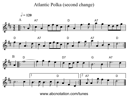 Atlantic Polka (second change) - staff notation