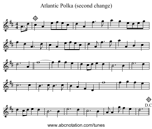 Atlantic Polka (second change) - staff notation