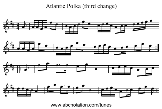 Atlantic Polka (third change) - staff notation