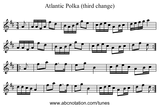 Atlantic Polka (third change) - staff notation