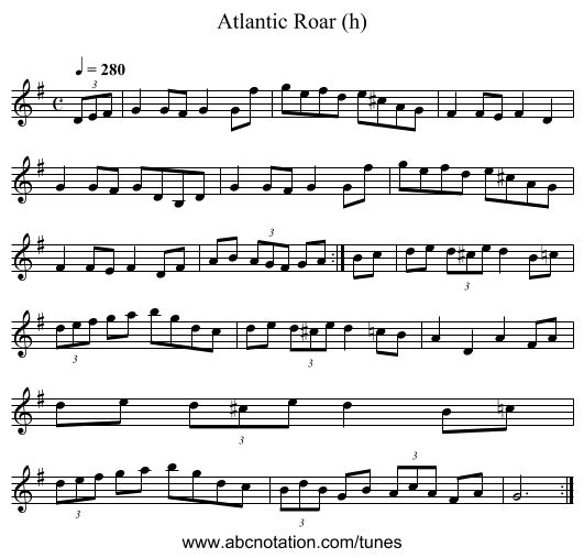 Atlantic Roar (h) - staff notation