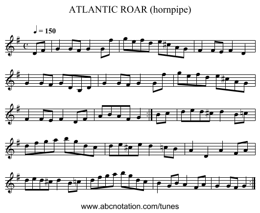 ATLANTIC ROAR (hornpipe) - staff notation