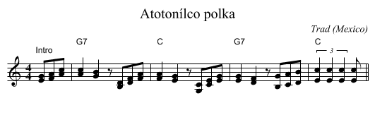 Atoton&iacute;lco polka - staff notation