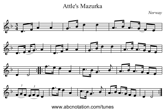 Attle's Mazurka - staff notation
