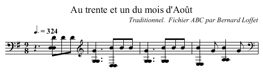 Au trente et un du mois d'Août - staff notation