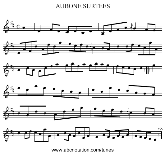 AUBONE SURTEES - staff notation