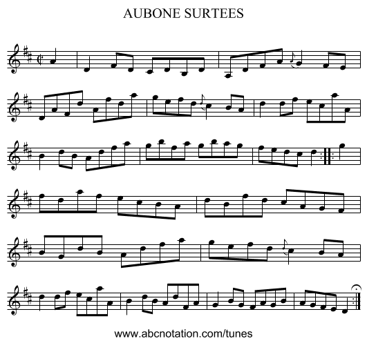 AUBONE SURTEES - staff notation