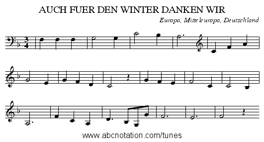 AUCH FUER DEN WINTER DANKEN WIR - staff notation