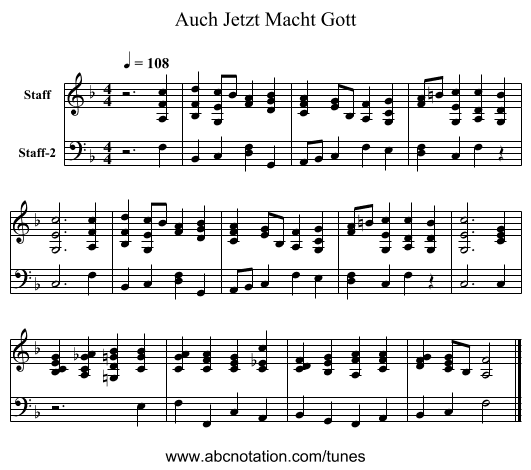 Auch Jetzt Macht Gott - staff notation