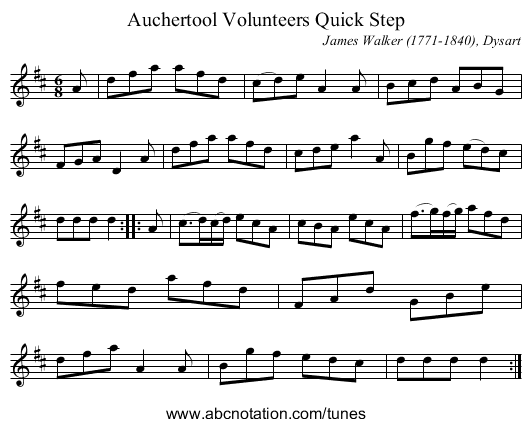 Auchertool Volunteers Quick Step - staff notation