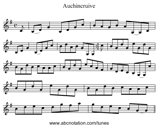 Auchincruive - staff notation