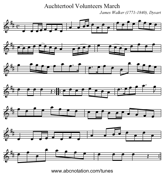 Auchtertool Volunteers March - staff notation