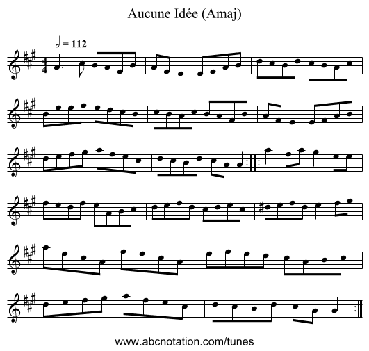Aucune Idée (Amaj) - staff notation