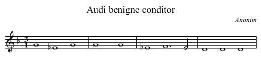 Audi benigne conditor - staff notation
