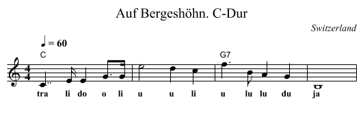 Auf Bergeshöhn. C-Dur - staff notation