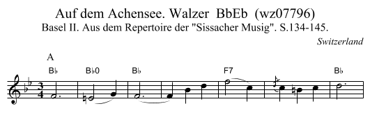 Auf dem Achensee. Walzer  BbEb  (wz07796) - staff notation