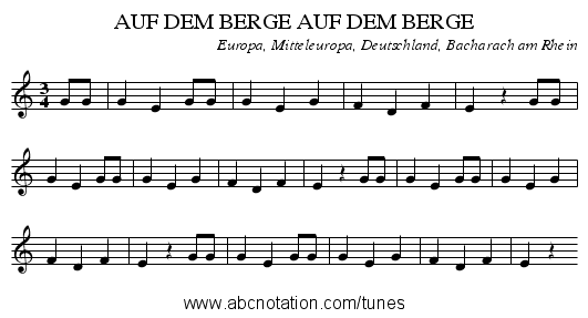 AUF DEM BERGE AUF DEM BERGE - staff notation