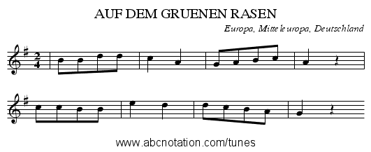 AUF DEM GRUENEN RASEN - staff notation