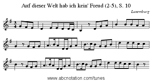 Auf dieser Welt hab ich kein' Freud (2-5), S. 10 - staff notation