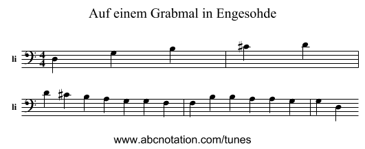Auf einem Grabmal in Engesohde - staff notation