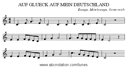 AUF GLUECK AUF MEIN DEUTSCHLAND - staff notation