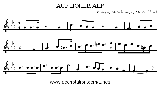 AUF HOHER ALP - staff notation