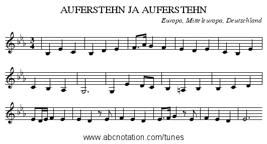 AUFERSTEHN JA AUFERSTEHN - staff notation