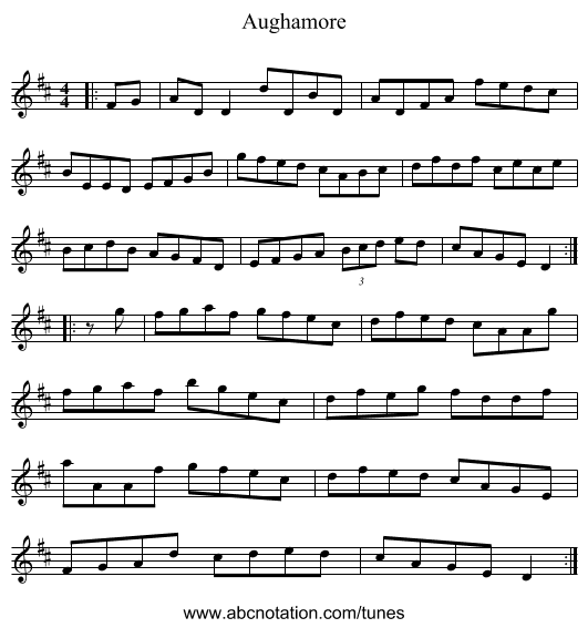 Aughamore - staff notation