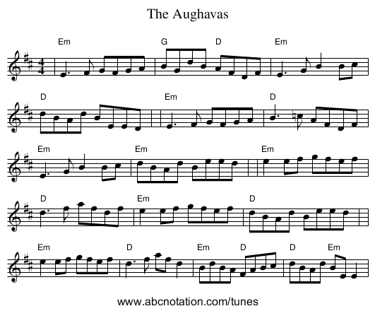 Aughavas, The - staff notation