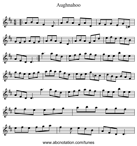 Aughnahoo - staff notation