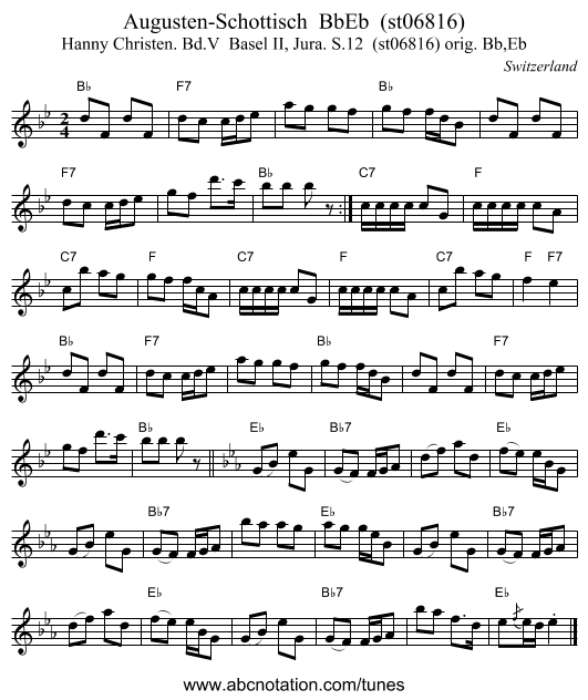Augusten-Schottisch BbEb (st06816) - staff notation