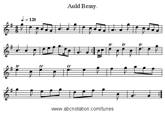 Auld Bessy. - staff notation