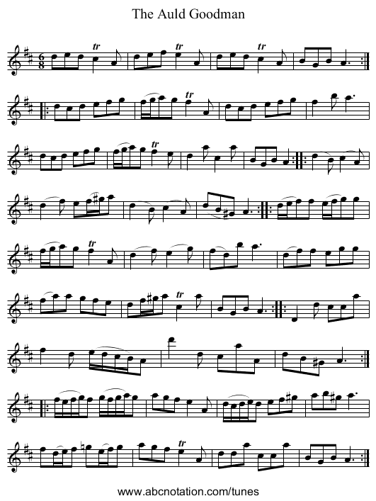 Auld Goodman, The - staff notation