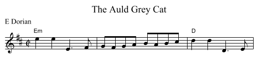 Auld Grey Cat, The - staff notation